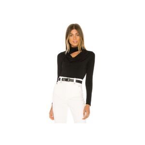 krisa Drape Turtleneck Top Black